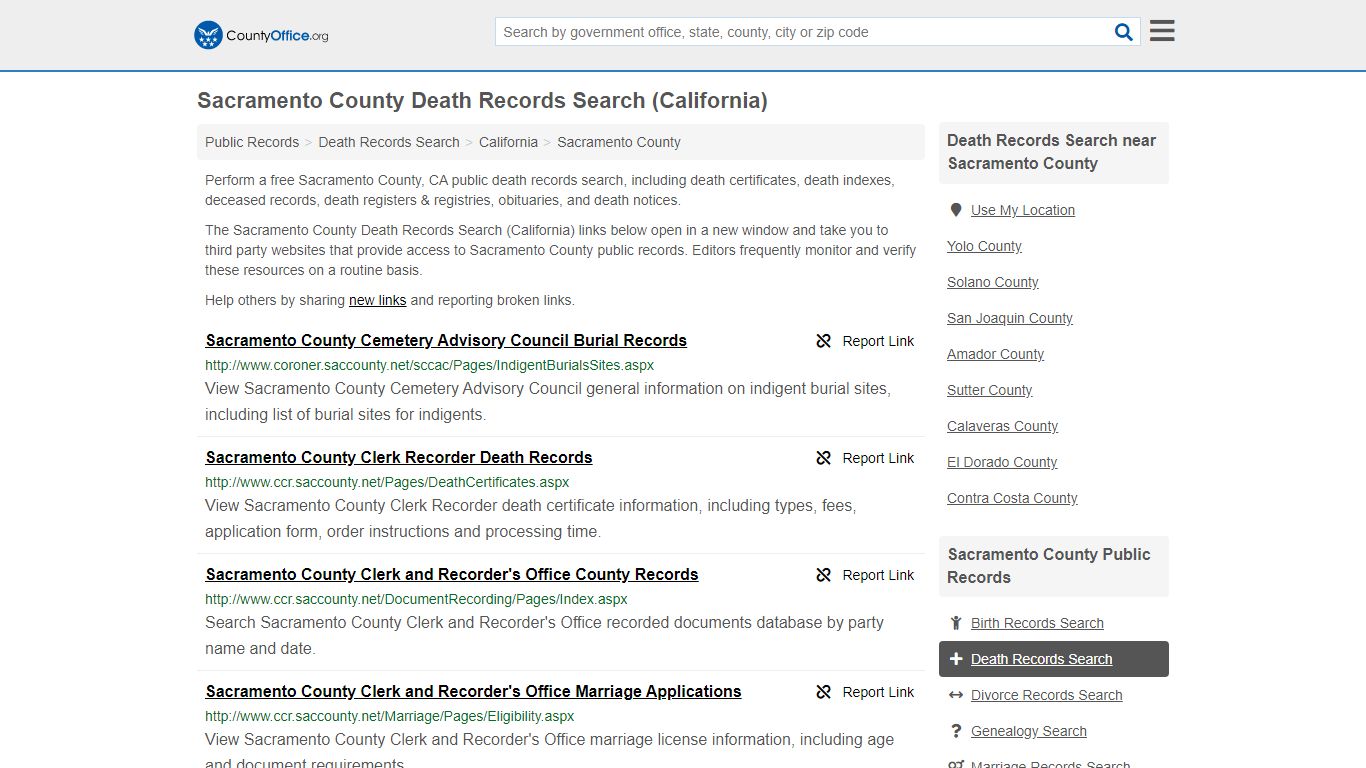 Death Records Search - Sacramento County, CA (Death ...